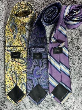 Set of three Robert Talbott Carmel Hand Sewn 90s vintage silk ties